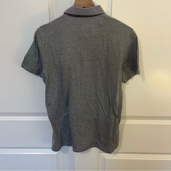 Ted Baker Men’s Grey polo with plaid Collar detail Size 4 or Large - Picture 5 of 13
